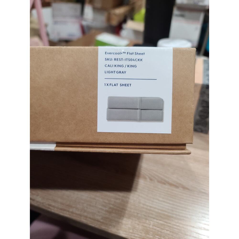 Rest Evercool Flat Sheet Cool Gray, King/Cali King, New In Box